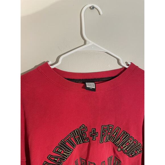 VTG Marithe Francois Girbaud Long Sleeve Distressed Grudge Red Crewneck Sz XXXL - Picture 3 of 12